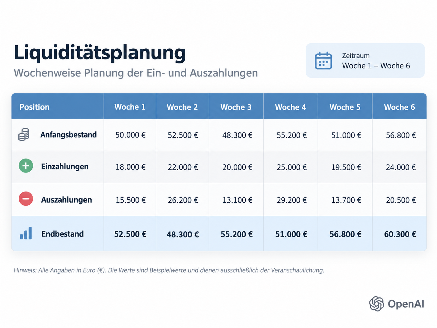 Liquiditätsplanung mit Excel erstellen